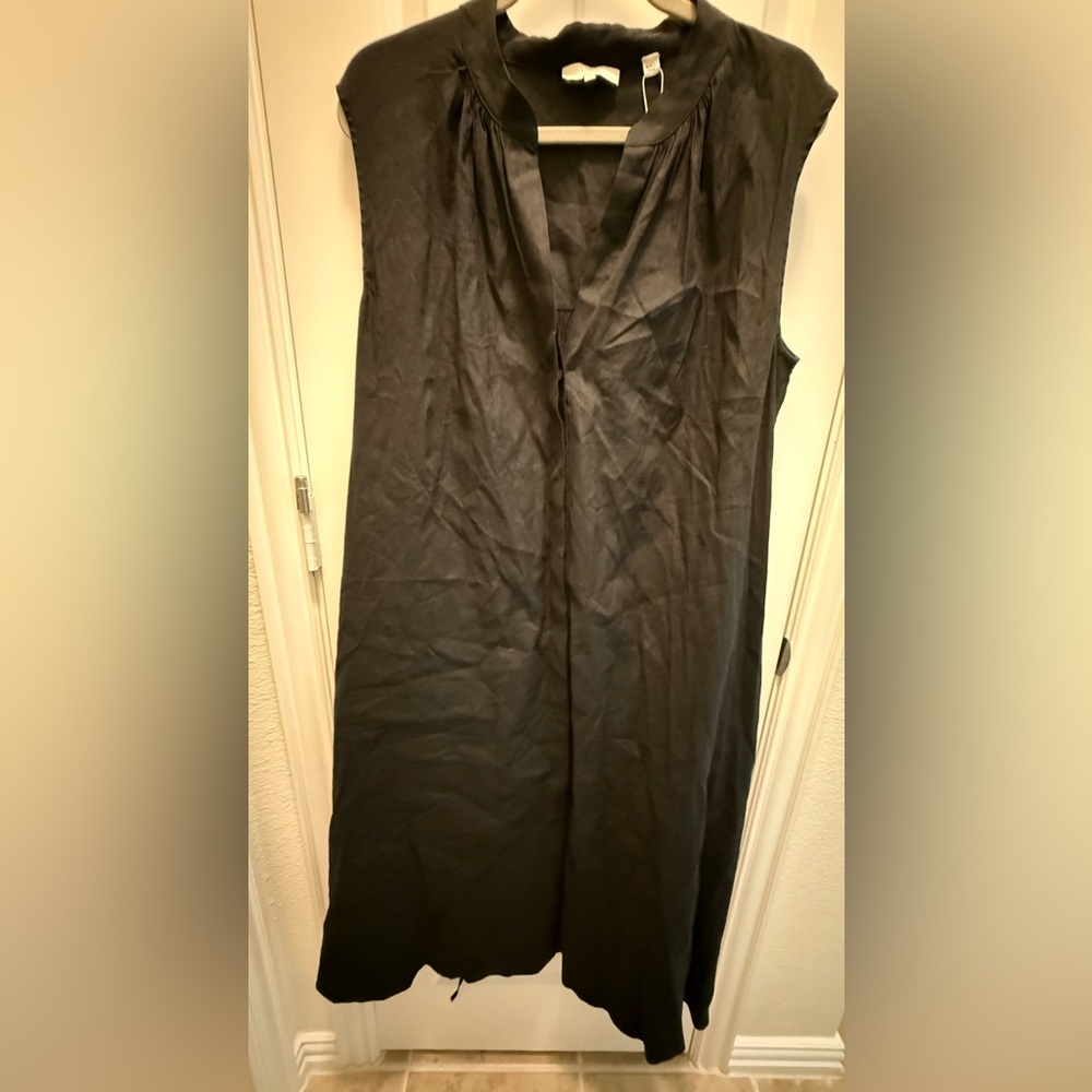 Vince Black Linen Button Front Dress